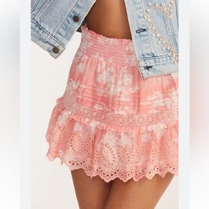 New Loveshackfancy coral romance lace eyelet skirt